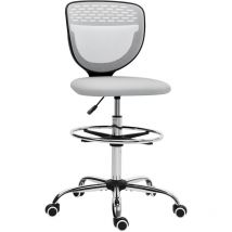 Vinsetto - Drafting Chair, Swivel Draughtsman Chair, Mesh Fabric Standing Desk Chair Light Grey