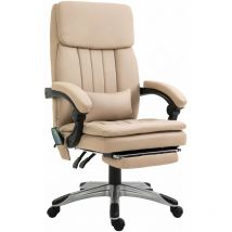 Vinsetto - Fauteuil de bureau direction massant hauteur réglable dossier inclinable repose-pied coussin lombaires revêtement synthétique beige