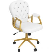 Vinsetto - Office Chair Luxury Velour Diamond Tufted Padded Ergonomic 360° Swivel Cream