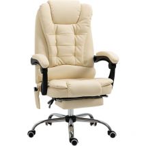 Vinsetto - Poltrona Massaggiante da Ufficio ad Altezza Regolabile color Crema