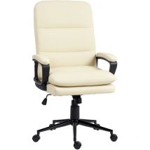 Vinsetto - pu Leather Office Chair with Arm, Adjustable Height, Cream White