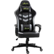 Vinsetto - Racing Gaming Chair w/ Lumbar Support, Headrest, Gamer Office Chair Black, Grey - Black