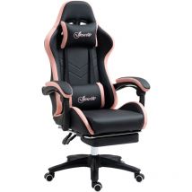 Sedia da Gaming ad Altezza Regolabile con Poggiatesta Rosa Nero - Vinsetto