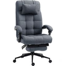 Sedia da Ufficio Imbottita Ergonomica e Reclinabile in Lino Grigio - Vinsetto
