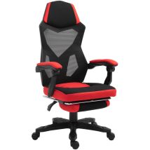 Vinsetto - Sedia Ergonomica Da Ufficio Reclinabile Con Poggiapiedi Nera E Rossa