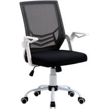 Silla de Oficina Silla de Malla con Altura Ajustable Reposabrazos Abatible Soporte Lumbar y Respaldo Transpirable 62,5x55x94-104 cm Negro