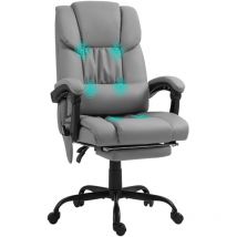Vinsetto - silla de oficina con masaje de 6 puntos respaldo alto reclinable altura ajustable reposapiés y mando a distancia gris