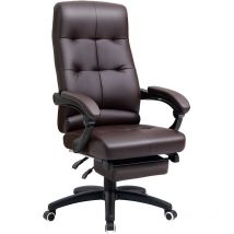Vinsetto - Silla de Oficina Silla Giratoria con Altura Ajustable Función de Inclinación Reposabrazos y Reposapiés Piel Sintética 65x65x118-125 cm