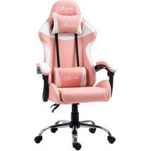 Vinsetto - silla gaming silla de escritorio racing giratoria con altura ajustable reclinable 135° reposacabezas cojín lumbar 63x67x122-130 cm