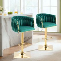 Okwish - alte Artikelnummer: W1880109494, Vintage-Barhocker mit Rückenlehne und Fußstütze, Esszimmerstuhl in Thekenhöhe für Kücheninsel, Esszimmer,