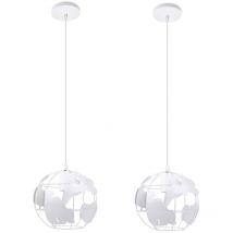 Norcks - Vintage Ceiling Light Metal Pendant Lights Creative Modern Pendant Light For Office Kitchen Bedroom Living Room Bar Cafe 2PCS White