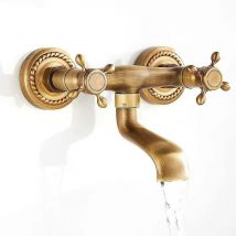 Robinet mural en cuivre Vintage, évier mural de cuisine Antique rotatif à 180 degrés avec eau chaude et froide Cisea