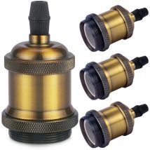 Vintage E27 Lamp Holder - Edison Retro Pendant Light - Solid Ceramic Adapter - 4 Pack Brass Vintage Socket