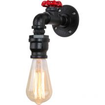 Applique Murale Vintage Industriel Lampe Murale Métal Luminaire Murale Steampunk Conduites D'eau Noir - 1Pcs