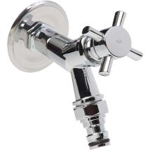 Vintage Garden Outside Tap Polished Chrome 1/2 Inch Cross Head