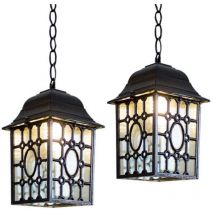Vintage Industrialle Pendelleuchte Metall Glas Hängelampe Innenbereich Deckenleuchte Käfig Kronleuchter Schwarz 2 Stücke