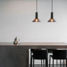 Wottes - Lámpara Colgante de Techo Industrial Retro Iluminación Colgante Diseño Geométrico de Jaula Metal Ø21,5CM 2 Piezas