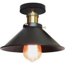 Vintage Edison Loft Deckenleuchte Industrielle Deckenleuchte Eisen Metall Regenschirm Lampenschirm E27 22cm (schwarz)