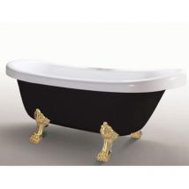 Simba - Vintage schwarze freistehende Badewanne 170 x 80 cm mit goldenen Füßen – Margherita Black