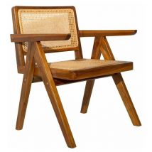 Miliboo - Vintage-stuhl Aus Massivem Teakholz Und Rattangeflecht Jannie