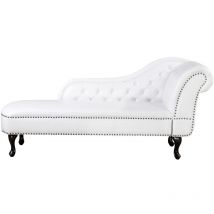 Beliani - Vintage Style Right Hand Chaise Lounge Faux Leather Chesterfield White Nimes