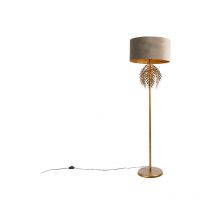 Vintage Stehlampe Gold mit Samtschirm Taupe 50 cm - Botanica