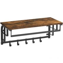 Wandgarderobe mit 5 abnehmbaren Haken und Stange - L66 cm