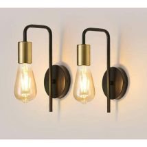 KZQ - Vintage-Wandleuchter, 2er-Pack, industrielle Wandlampe für den Innenbereich, Retro-Wandstrahler aus Eisen für Schlafzimmer, Flur, Bar, Schwarz,