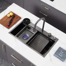 Vinteky - vier de cuisine en acier inoxydable 75 x 46 cm Inoxydable Évier De Cuvette D'intelligence