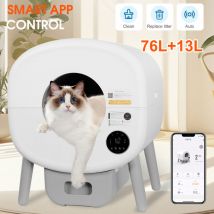 Litiere Chat Autonettoyante, Robot Nettoyeur Automatique de litière pour Chat avec Contrôle app, Maison De Toilette Pour Chat, 76L+13L Grande