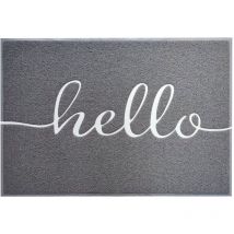 Vinyl Spaghettimatte In Zwei Farben, Mit oder Ohne Aufdruck Grau Hello 90 x 120 cm