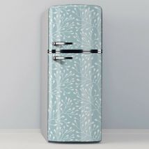 Vinyle adhésif décoratif pour réfrigérateur, spécial sans bulles, branches sur fond bleu - 70x185cm
