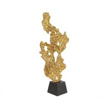 Fijalo - Goldene Aluminiumskulptur mit schwarzem Sockel, 31 x 14 x 72 cm