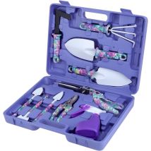 Csparkv - Violet)Outils de Jardinage avec 10 Pièces avec Ciseaux,Pelles,Râteaux et Pulvérisateur Poignée Ergonomique Antidérapante et Antirouille
