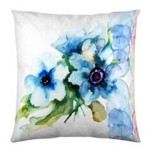 Dekokissen Kissenhülle Blumen Blau 40x40 cm - Weiss - Etérea