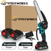 Violeworks - Sierras de cadena electroportátiles 8 ''18 v 10000 rpm sin escobillas motosierra inalámbrica podadora motosierra batería motosierra