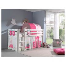 Vipack Pino 90x200 Mi-Height Letto con Box Spring e Cover Princess - Bianco