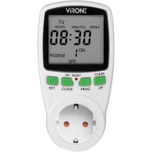 Tresice France - Virone DT-1 (gs) Temporizador Digital, Pantalla lcd, 16 Programas Horarios, Schuko, Control de Tiempo para Dispositivos Eléctricos,