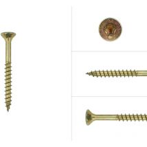 Vis à panneaux d'aggloméré jaune zinguée 5 x 50 mm Torx 20 avec pointe coupante - Boîte de 200 vis