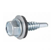 Vis tôle Rifix Autoperceuse - Tête hexagonale - Avec rondelle et joint néoprène - Acier zingué - 6,3 x 60 mm - Boîte de 100