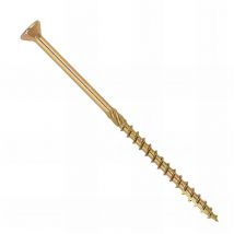 Fixtout - Vis bois Torx à tête plate D.6 x 200 mm - Zingué jaune - Boîte de 100 pcs