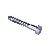 Vis à bois tête hexagonale acier zingué blanc partiellement filetées 10x90 mm, boîte de 50 vis