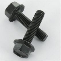 Vis métaux Tête hexagonale th M6X12 Acier zingué noir Embase collerette crantée-1 piece