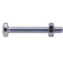 Vis à métaux zinguée tête cylindrique bombée pz cruciforme Viswood ø 4x20 mm (lot de 14 vis+écrou)