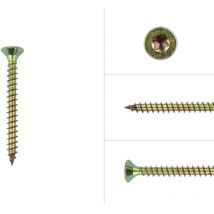 Vis pour panneaux agglomérés galvanisées jaunes 6 x 80 mm Torx 30 avec pointe coupante - Boîte de 200 vis