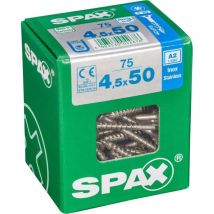 Lot de 75 vis inox tête fraisée torx Diam.4.5 mm x L.50 mm - Spax