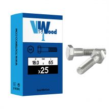 25 corps de boulon tête hexa 18x65mm zingué Viswood