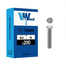 200 vis 10x16mm tête hexa zingué Viswood
