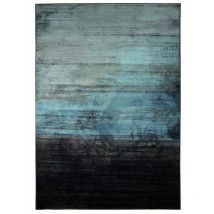 Thedecofactory - viscose royale - Tapis en viscose motifs lignes vert bleu 160x230
