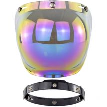 Visière Bulle pour Casque Moto Ouvert - Accessoire de Casque Moto, Protection et Style Lentille arc-en-ciel Support noir